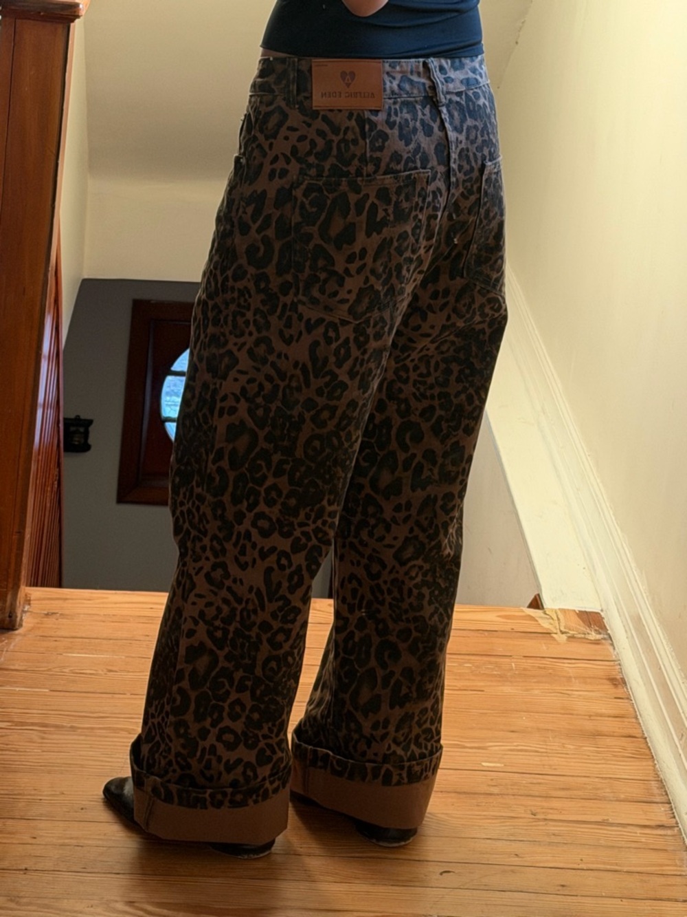 Aelfric Eden Brown & Black Wide Leg Leopard Print Pants - Picture 2 of 2